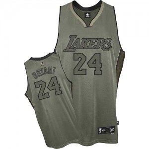 Maillot NBA Gris Kobe Bryant #24 Los Angeles Lakers Field Issue Authentic Homme Adidas