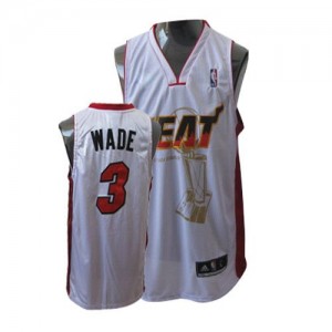Maillot NBA Blanc Dwyane Wade #3 Miami Heat Championship Authentic Homme Adidas