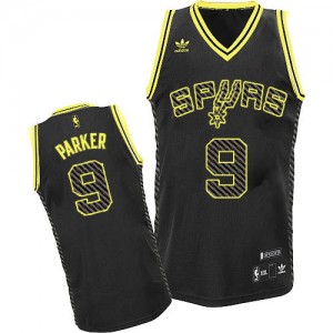 San Antonio Spurs #9 Adidas Electricity Fashion Noir Swingman Maillot d'équipe de NBA pour pas cher - Tony Parker pour Homme