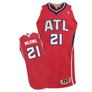 Atlanta Hawks Dominique Wilkins #21 Alternate Authentic Maillot d'équipe de NBA - Rouge pour Homme