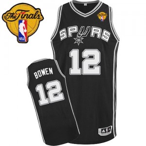Maillot NBA Noir Bruce Bowen #12 San Antonio Spurs Road Finals Patch Authentic Homme Adidas