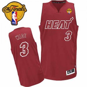 Maillot NBA Miami Heat #3 Dwyane Wade Rouge Adidas Authentic Big Color Fashion Finals Patch - Homme