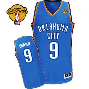 Maillot NBA Authentic Serge Ibaka #9 Oklahoma City Thunder Road Finals Patch Bleu royal - Homme