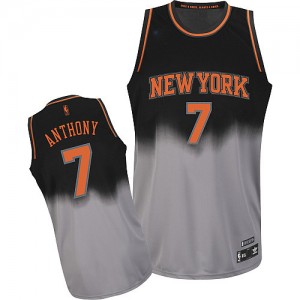 New York Knicks Carmelo Anthony #7 Fadeaway Fashion Authentic Maillot d'équipe de NBA - Gris noir pour Homme