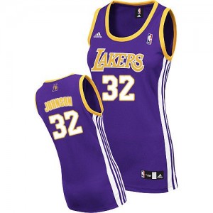 Los Angeles Lakers Magic Johnson #32 Road Authentic Maillot d'équipe de NBA - Violet pour Femme