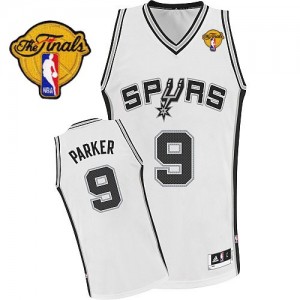 Maillot NBA Blanc Tony Parker #9 San Antonio Spurs Home Finals Patch Authentic Homme Adidas