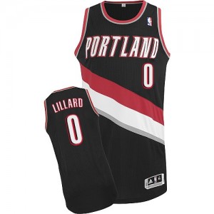 Maillot NBA Portland Trail Blazers #0 Damian Lillard Noir Adidas Authentic Road - Femme