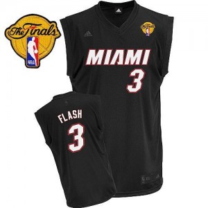 Maillot NBA Miami Heat #3 Dwyane Wade Noir Adidas Swingman Flash Fashion Finals Patch - Homme