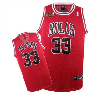 Maillot Nike Rouge Champions Patch Authentic Chicago Bulls - Scottie Pippen #33 - Homme