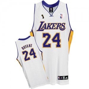 Maillot Adidas Blanc Alternate Champions Patch Authentic Los Angeles Lakers - Kobe Bryant #24 - Homme