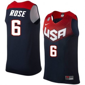 Maillot NBA Team USA #6 Derrick Rose Bleu marin Nike Authentic 2014 Dream Team - Homme