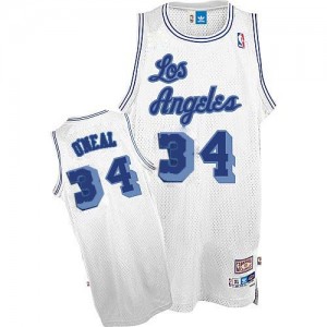 Los Angeles Lakers #34 Nike Throwback Blanc Authentic Maillot d'équipe de NBA pas cher - Shaquille O'Neal pour Homme