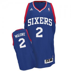 Maillot NBA Philadelphia 76ers #2 Moses Malone Bleu royal Adidas Swingman Alternate - Homme