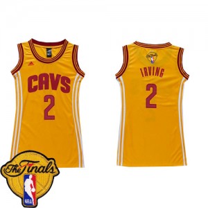 Maillot NBA Or Kyrie Irving #2 Cleveland Cavaliers Dress 2015 The Finals Patch Authentic Femme Adidas