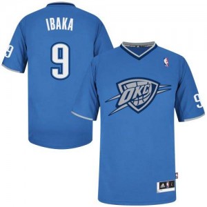 Oklahoma City Thunder Serge Ibaka #9 2013 Christmas Day Authentic Maillot d'équipe de NBA - Bleu pour Homme