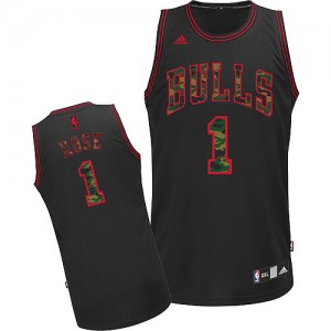 Maillot NBA Chicago Bulls #1 Derrick Rose Camo noir Adidas Swingman Fashion - Homme