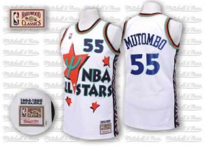 Denver Nuggets Dikembe Mutombo #55 Throwback 1995 All Star Swingman Maillot d'équipe de NBA - Blanc pour Homme