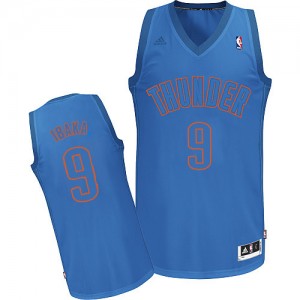 Oklahoma City Thunder Serge Ibaka #9 Big Color Fashion Authentic Maillot d'équipe de NBA - Bleu pour Homme