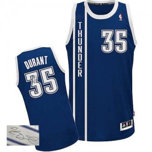 Maillot Authentic Oklahoma City Thunder NBA Alternate Autographed Bleu marin - #35 Kevin Durant - Homme