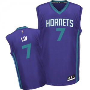 Maillot NBA Charlotte Hornets #7 Jeremy Lin Violet Adidas Authentic Alternate - Homme