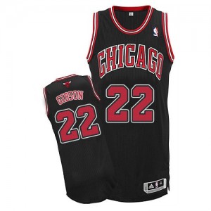 Maillot NBA Chicago Bulls #22 Taj Gibson Noir Adidas Authentic Alternate - Homme