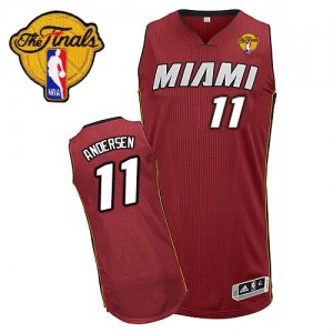 Maillot Adidas Rouge Alternate Finals Patch Authentic Miami Heat - Chris Andersen #11 - Homme