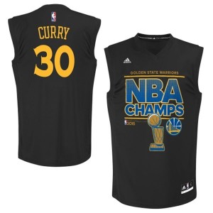 Maillot Authentic Golden State Warriors NBA 2015 NBA Finals Champions Noir - #30 Stephen Curry - Homme