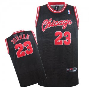 Maillot NBA Noir Michael Jordan #23 Chicago Bulls Crabbed Typeface Throwback Authentic Homme Nike