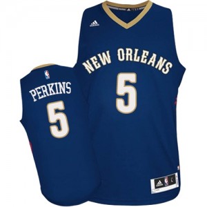 Maillot NBA New Orleans Pelicans #5 Kendrick Perkins Bleu marin Adidas Authentic Road - Homme