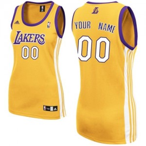 Los Angeles Lakers Personnalisé Adidas Home Or Maillot d'équipe de NBA sortie magasin - Swingman pour Femme