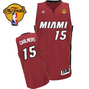 Maillot NBA Rouge Mario Chalmers #15 Miami Heat Alternate Finals Patch Swingman Homme Adidas