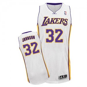 Maillot NBA Los Angeles Lakers #32 Magic Johnson Blanc Adidas Authentic Alternate - Enfants