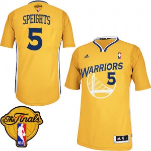 Maillot NBA Golden State Warriors #5 Marreese Speights Or Adidas Swingman Alternate 2015 The Finals Patch - Homme
