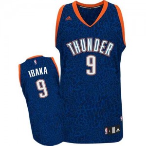 Oklahoma City Thunder Serge Ibaka #9 Crazy Light Authentic Maillot d'équipe de NBA - Bleu pour Homme