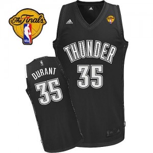 Maillot NBA Noir Kevin Durant #35 Oklahoma City Thunder Shadow Finals Patch Swingman Homme Adidas