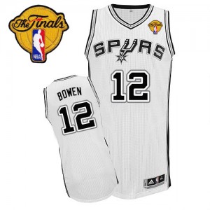 Maillot NBA Blanc Bruce Bowen #12 San Antonio Spurs Home Finals Patch Authentic Homme Adidas