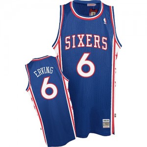 Maillot Mitchell and Ness Bleu Throwback Authentic Philadelphia 76ers - Julius Erving #6 - Homme