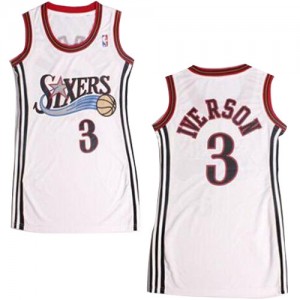 Philadelphia 76ers #3 Adidas Dress Blanc Authentic Maillot d'équipe de NBA préférentiel - Allen Iverson pour Femme