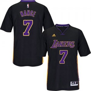 Los Angeles Lakers #7 Adidas Short Sleeve Noir Swingman Maillot d'équipe de NBA Vente pas cher - Larry Nance pour Homme