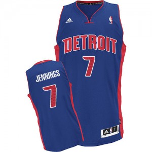 Maillot Adidas Bleu royal Road Swingman Detroit Pistons - Brandon Jennings #7 - Homme
