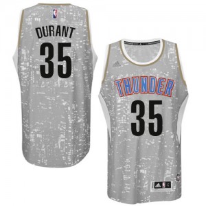 Maillot NBA Gris Kevin Durant #35 Oklahoma City Thunder City Light Authentic Homme Adidas
