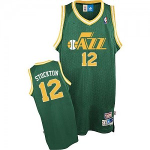 Maillot Adidas Vert Throwback Authentic Utah Jazz - John Stockton #12 - Homme