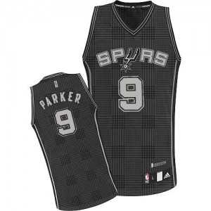 San Antonio Spurs Tony Parker #9 Rhythm Fashion Authentic Maillot d'équipe de NBA - Noir pour Femme