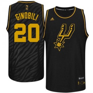 San Antonio Spurs #20 Adidas Precious Metals Fashion Noir Swingman Maillot d'équipe de NBA Vente - Manu Ginobili pour Homme
