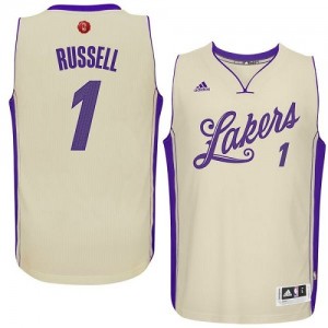 Maillot NBA Los Angeles Lakers #1 D'Angelo Russell Blanc Adidas Swingman 2015-16 Christmas Day - Homme