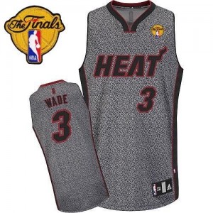 Maillot Adidas Gris Static Fashion Finals Patch Authentic Miami Heat - Dwyane Wade #3 - Homme