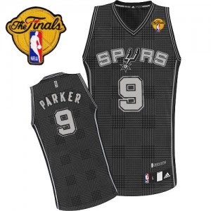 San Antonio Spurs #9 Adidas Rhythm Fashion Finals Patch Noir Authentic Maillot d'équipe de NBA à vendre - Tony Parker pour Homme