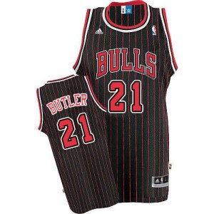 Maillot Adidas Noir Rouge Strip Authentic Chicago Bulls - Jimmy Butler #21 - Homme