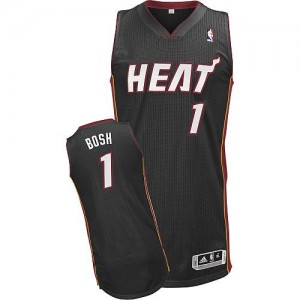 Maillot NBA Noir Chris Bosh #1 Miami Heat Road Authentic Enfants Adidas