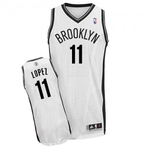 Maillot NBA Brooklyn Nets #11 Brook Lopez Blanc Adidas Authentic Home - Homme